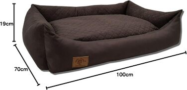 Odolplusz XXL Ліжко для великих собак 100x70 см, коричневе — собаче ліжко-матрац з двосторонньою подушкою, знімний та праний чохол