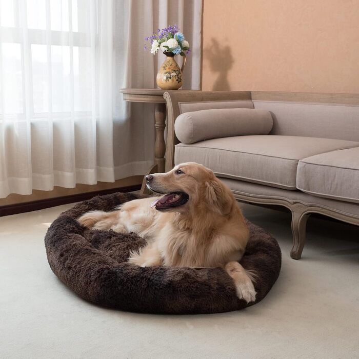 Ліжко для собак Coohom Donut, яке можна прати, XXL, коричневий