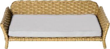 Ротанговий диван для собаки з подушками, жовтий, 84x53x25 см