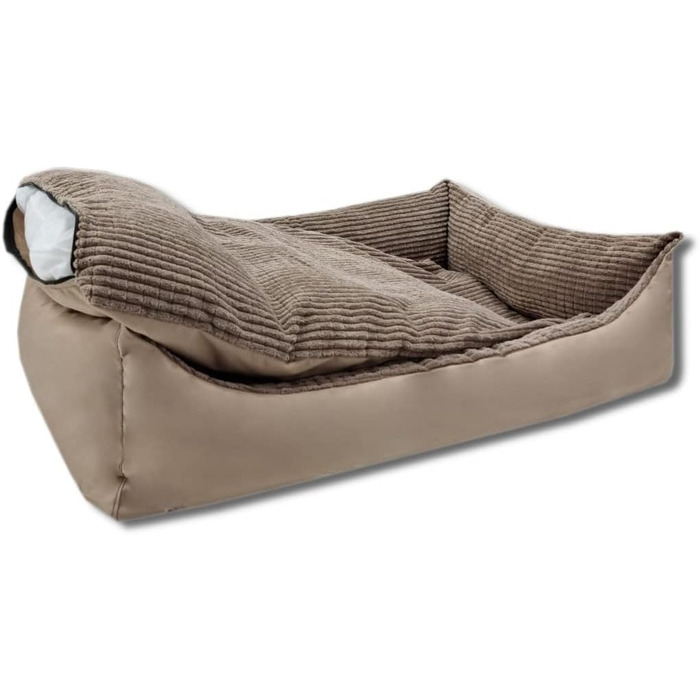 Велике ортопедичне ліжко для собак Odolplusz XXL з корду, бежеве, 100x70x19 см – ергономічний диван-подушка для великих порід