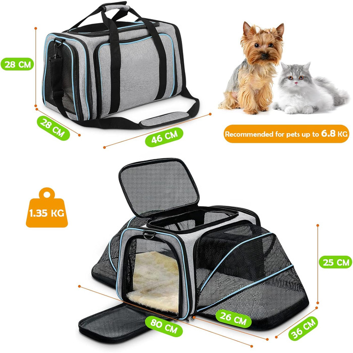 Складна сумка для домашніх тварин ALLSOPETS для подорожей (сіра)