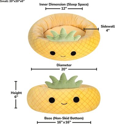 Лежанка для домашніх тварин Squishmallow Maui Pineapple 50 см, плюшева
