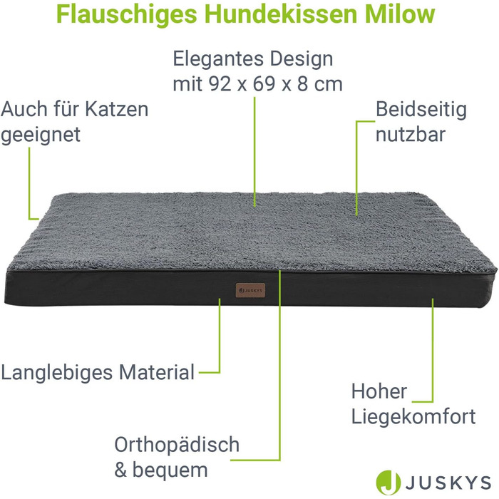 Ортопедичне ліжко для собаки Juskys Milow 112x81см, сіре