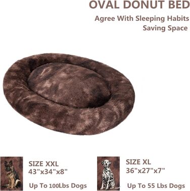 Ліжко для собак Coohom Donut, яке можна прати, XXL, коричневий