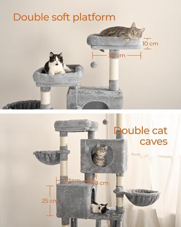 Кігтеточка FourFurPets 160 см, світло-сіра, з аксесуарами