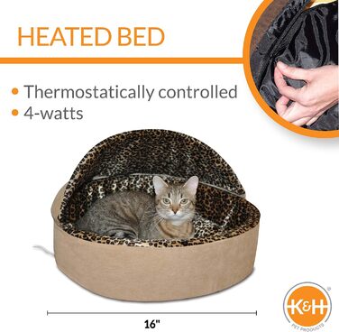 Ліжко K&H PET Thermo-Kitty Делюкс, з підігрівом, Леопард