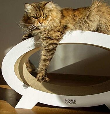 Будинок для котів Elipso білий, 68x27x42 см – Когтеточка для котів, ігровий комплекс для відпочинку та розваг, міцні матеріали