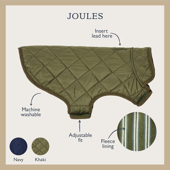 Зимове стьобане пальто Rosewood x Joules Khaki для великих собак