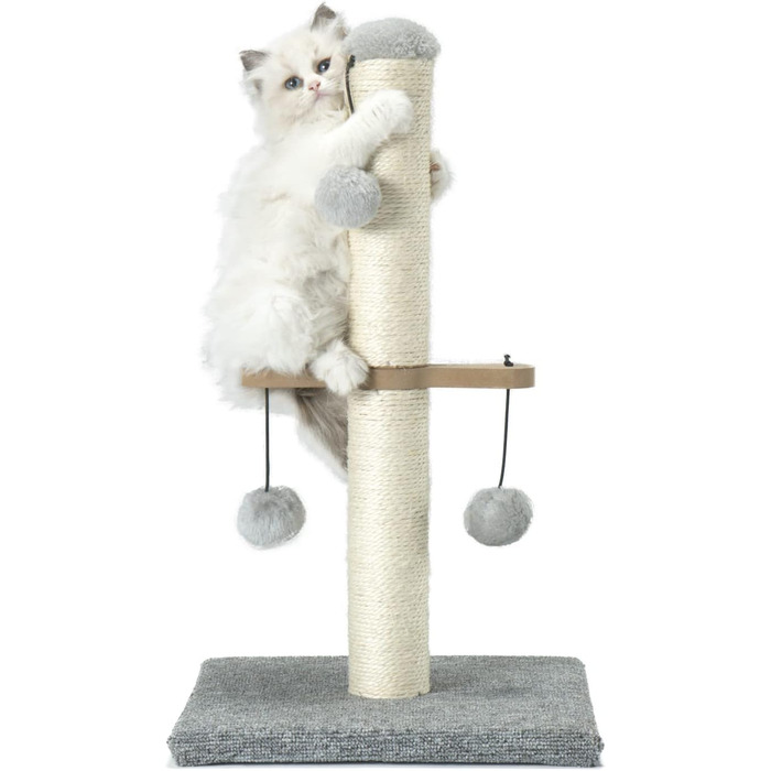 Котяче дерево для кошенят, з плюшевим м'ячем, сіре