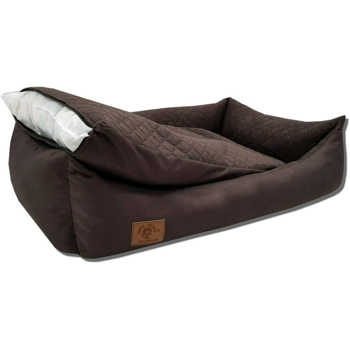 Odolplusz XXL Ліжко для великих собак 100x70 см, коричневе — собаче ліжко-матрац з двосторонньою подушкою, знімний та праний чохол