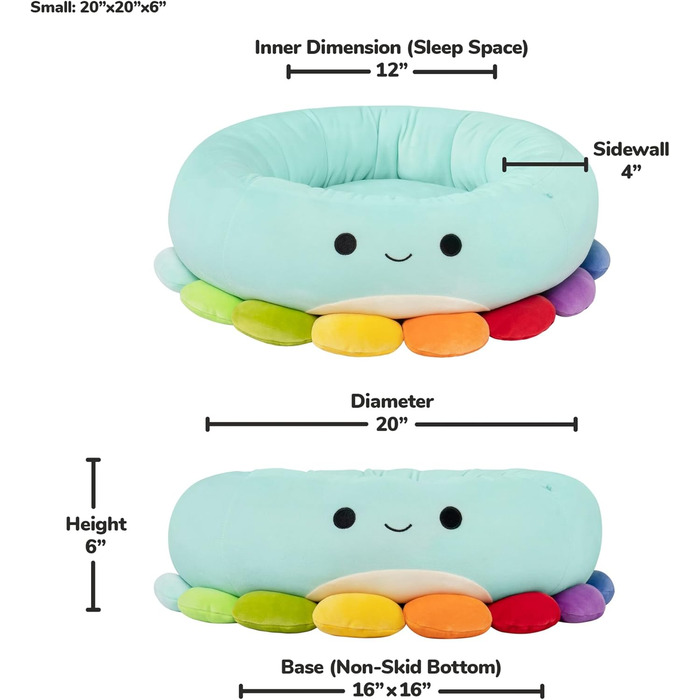 Оригінальне ультрам'яке плюшеве ліжко для домашніх тварин Squishmallows Jerrika Восьминіжка, 50,8 см, офіційне