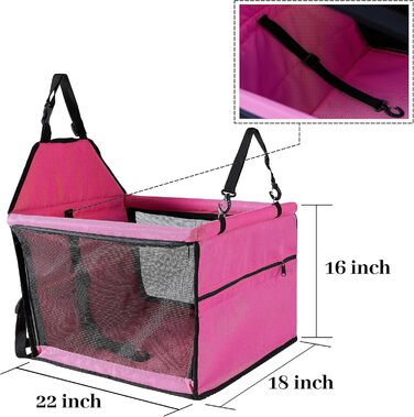 Автокрісло для собак Pigirdle зі страхувальним повідцем, Pink L