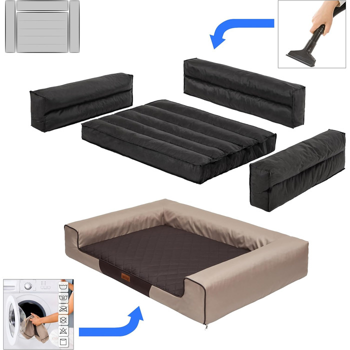 Ліжко для тварин HOBBYGARDEN XXL темно-коричневе 118x78 см