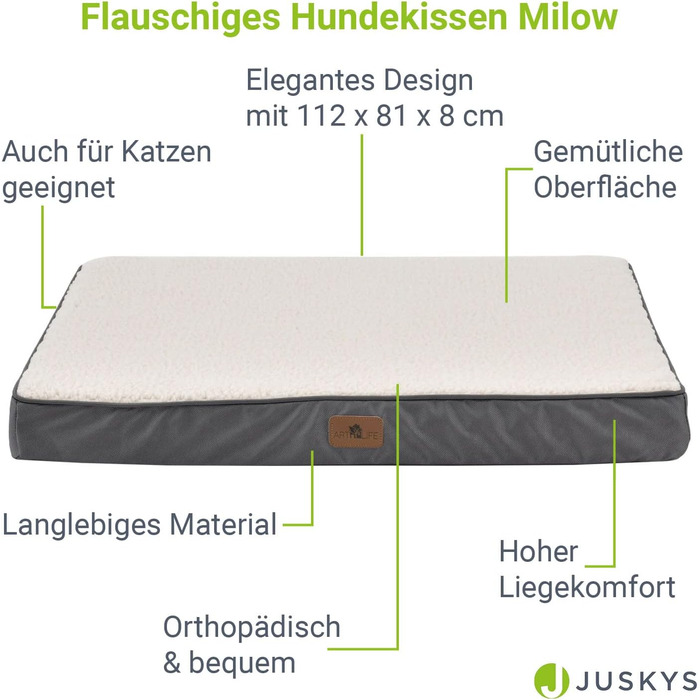 Ортопедичне ліжко для собаки Juskys Milow 112x81см, сіре