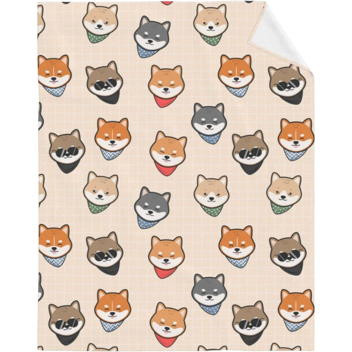 М'яка флісова ковдра FeHuew Shiba Inu, японська, 101×127 см, легка плед-фланель для дивану, ліжка, подорожей, кемпінгу, для дітей та дорослих