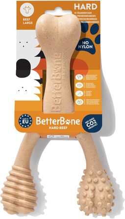 BetterBone – іграшка для собак для жування, велика, надміцна, зі смаком яловичини, безпечна, нейлонова, без ГМО, на основі целюлози, довговічна, не кришиться