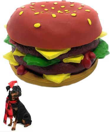 Велика іграшка для собак XL Cheeseburger, пищалка, натуральний каучук, 14 см, для великих порід, без шкідливих хімікатів