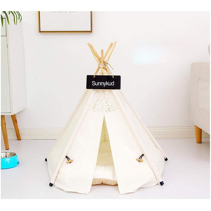 Намет для домашніх тварин Sunnykud Tipi з подушкою, знімний, М білий