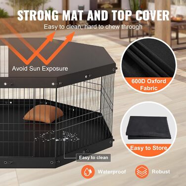 Манеж VEVOR Puppy 61см, 8 панелей з килимком