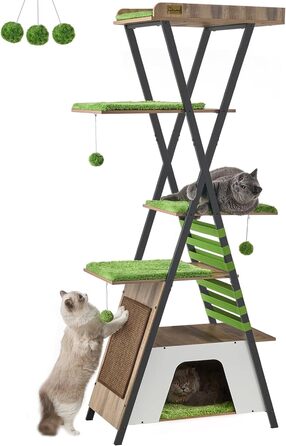 Х ярусна кігтеточка FourFurPets, 111 см, вінтажна коричнева, 3-