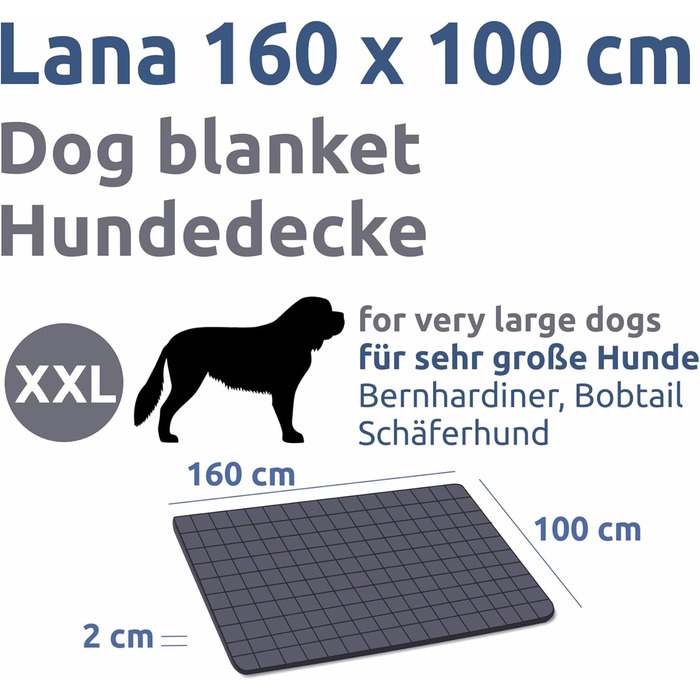 Лежак для собак your GEAR Lana 160x100 см, бавовна Oeko-TEX, м'який, міцний, праний, для дому та вулиці