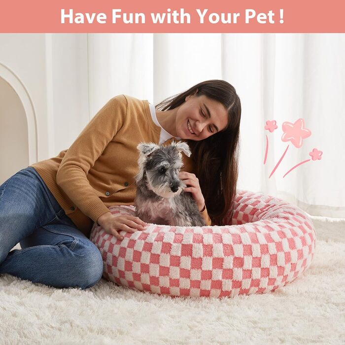 Ліжко для собак BFPETHOME Donut, кругле, нековзке, рожеве