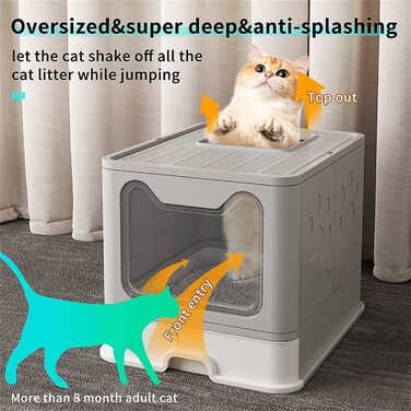 Котячий туалет з шухлядою та лопаткою, сірий