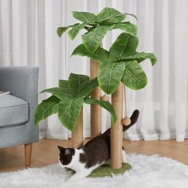 LEMONDA Дряпка для котів 80,9 см з 3 стовпчиками та підвішеною іграшкою, для котів і кошенят, для дому та вулиці