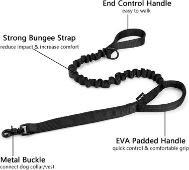 Повідець для собак JiePai Tactical Bungee з 2 ручками