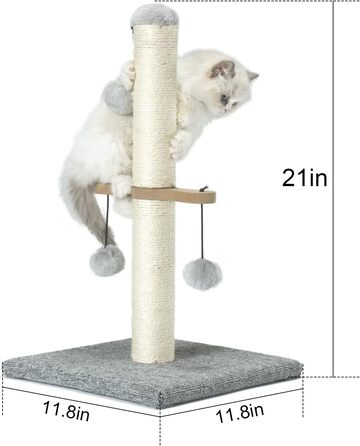 Котяче дерево для кошенят, з плюшевим м'ячем, сіре