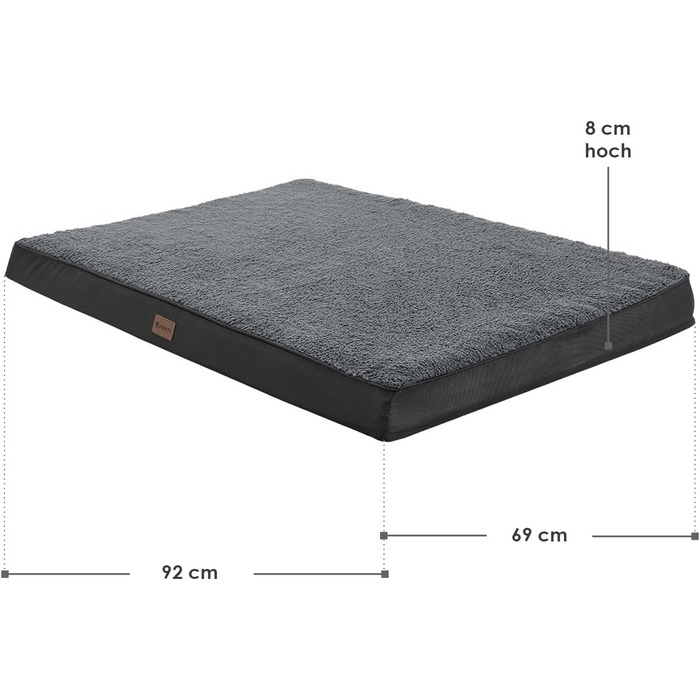 Ортопедичне ліжко для собаки Juskys Milow 112x81см, сіре