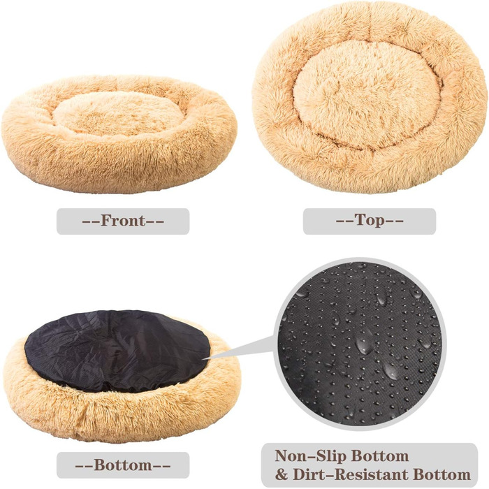 Ліжко для собак Mirkoo Calming Donut, велике, бежеве