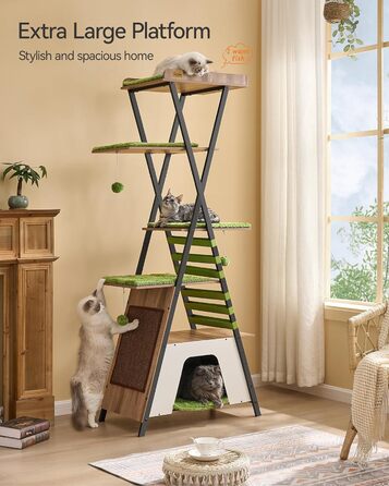 Х ярусна кігтеточка FourFurPets, 111 см, вінтажна коричнева, 3-