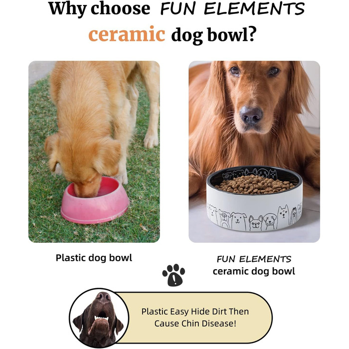 Керамічна миска для собак Fun Elements, нековзка, 200 мл