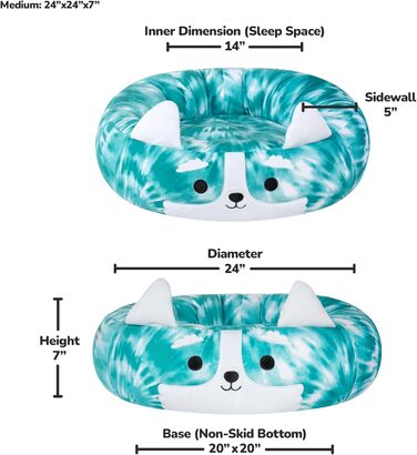 Оригінальне плюшеве ліжко для тварин Squishmallows Halver Коргі, 61 см, середній розмір, ультрам'яке, офіційне