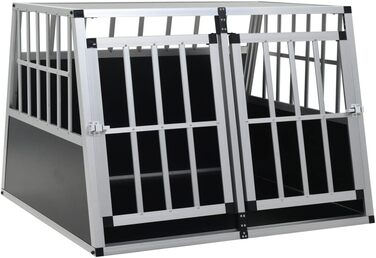 Транспортний бокс для собак vidaXL, подвійні двері, 94x69x88 см, клітка для перевезення, металева, для подорожей