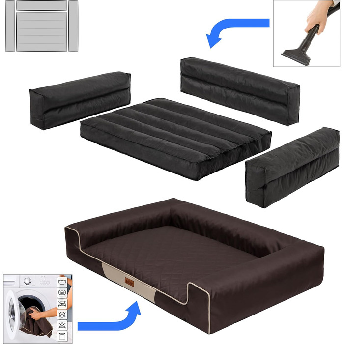 Ліжко для тварин HOBBYGARDEN XXL темно-коричневе 118x78 см