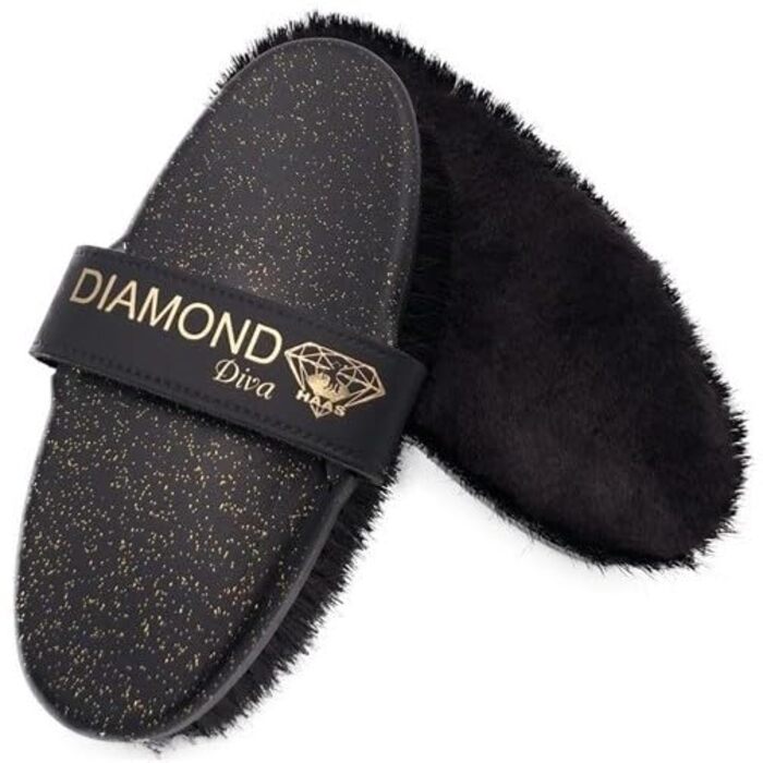 Набір щіток для догляду за конем Haas Diamond, 6 предметів, преміум, видаляє пил, бруд і шерсть, для блиску шерсті, аксесуари для коней, чорний/золотий