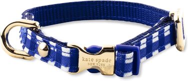 Нашийник для собак Kate Spade Нью-Йорк, золота пряжка, темно-синій гінгем