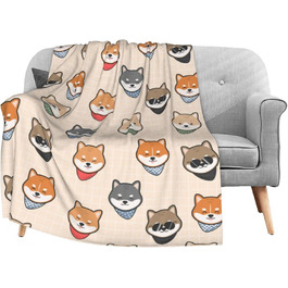 М'яка флісова ковдра FeHuew Shiba Inu, японська, 101×127 см, легка плед-фланель для дивану, ліжка, подорожей, кемпінгу, для дітей та дорослих