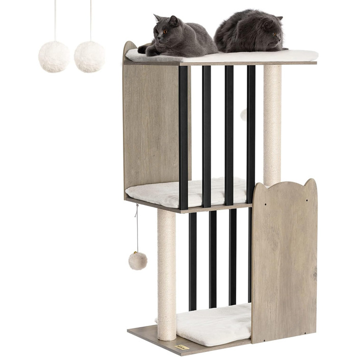 Х ярусна кігтеточка FourFurPets, 111 см, вінтажна коричнева, 3-