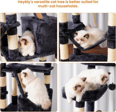 Котяче дерево HCT025W Heybly Багатоярусне, світло-сіре