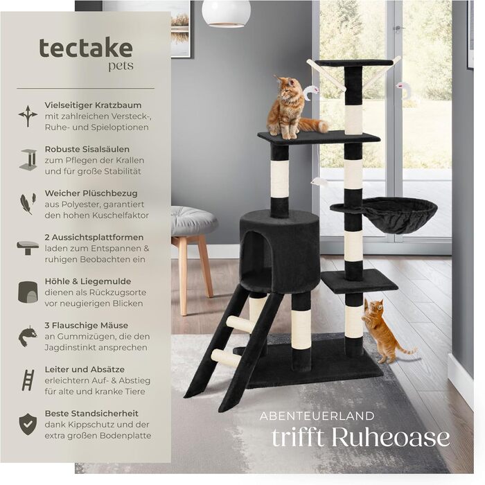Кігтеточка tectake 144 см, сіра (Black No 401435)