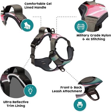 Шлея для собак Embark Urban, не натирає, зручна, регульована, із ручкою, кріпленням спереду та ззаду, для тренувань без ривків