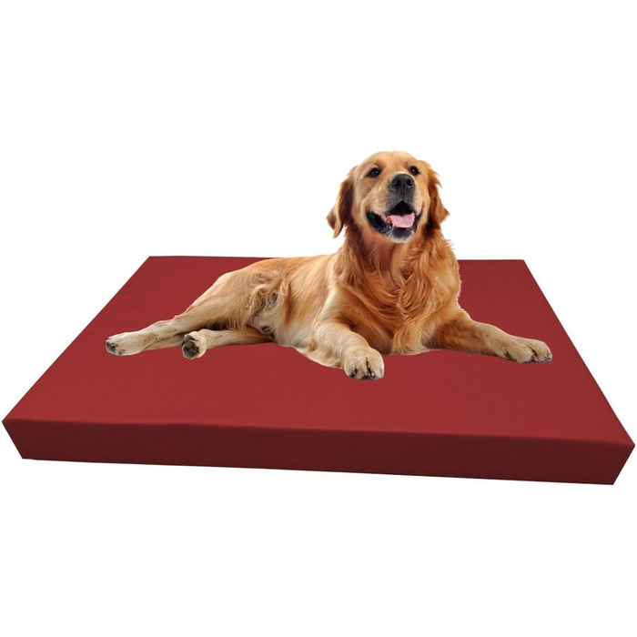 Лежак для собак Barry & Lucy, ортопедичний матрац із екошкіри, червоний, 125x100x10 см