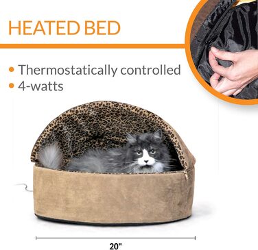 Ліжко K&H PET Thermo-Kitty Deluxe, світло-коричневе/леопардове