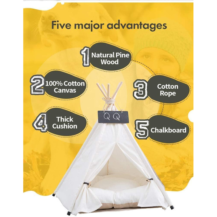 Намет для домашніх тварин Sunnykud Teepee з подушкою (M 50x50x60см)