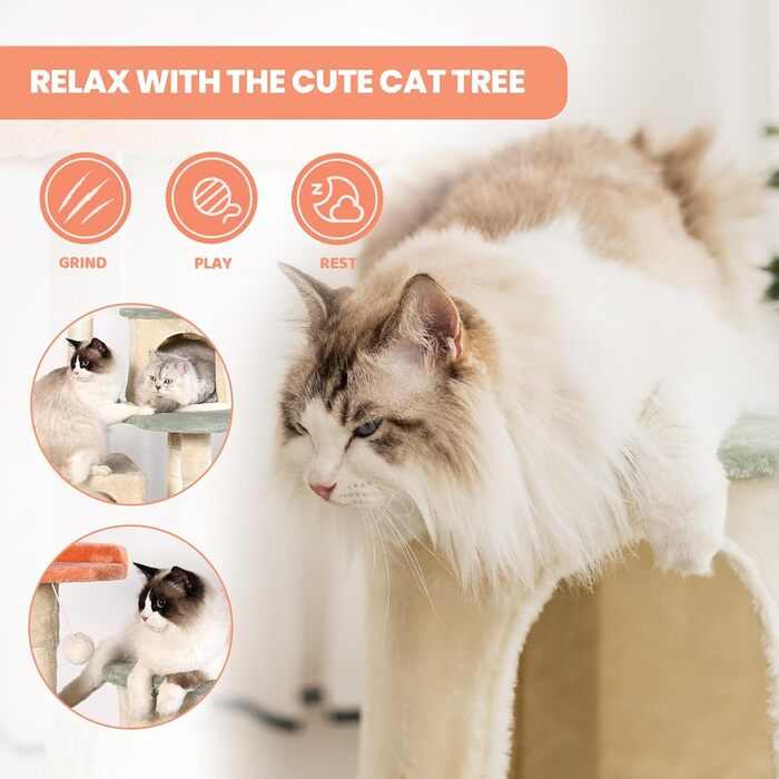Котяче дерево HYABi, 134,6 см, плюш, 5 платформ
