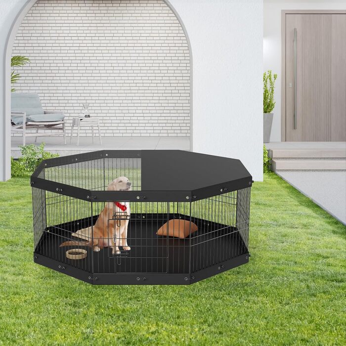 Манеж VEVOR Puppy 61см, 8 панелей з килимком