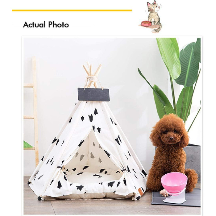 Намет для домашніх тварин Sunnykud Teepee з подушкою, знімний, M, білий